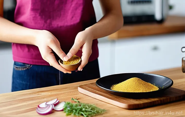 자연 성분 헤어팩 DIY 방법 - **Prompt:** A young woman with shoulder-length, dark brown hair, gently applying a creamy, off-white... 자연 성분 헤어팩 DIY 방법 - **Prompt:** A young woman with shoulder-length, dark brown hair, gently applying a creamy, off-white...