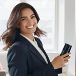 드라이 샴푸와 파우더 샴푸 비교 - **Prompt:** A young, busy professional woman in her early 30s is depicted in a modern, sunlit apartm...