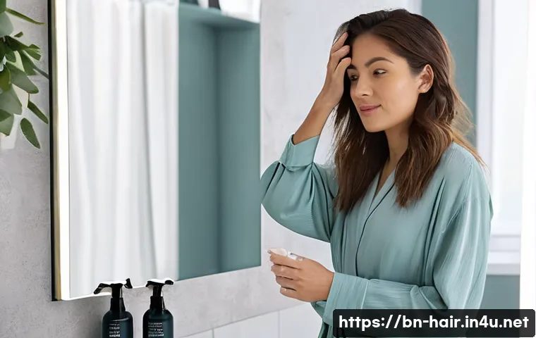 드라이 샴푸와 텍스처라이저 차이 - **Prompt: Morning Rush Dry Shampoo Refresh**
"A young, professional woman, in her late 20s to ea...